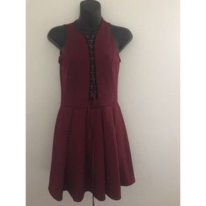 Burgundy Eien Eyelet Skater Dress Size S